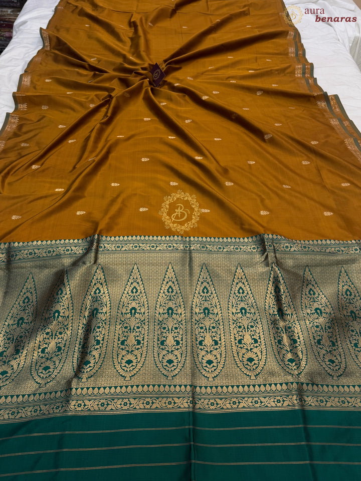 Mustard Yellow Pure Katan Silk Handloom Banarasi Saree