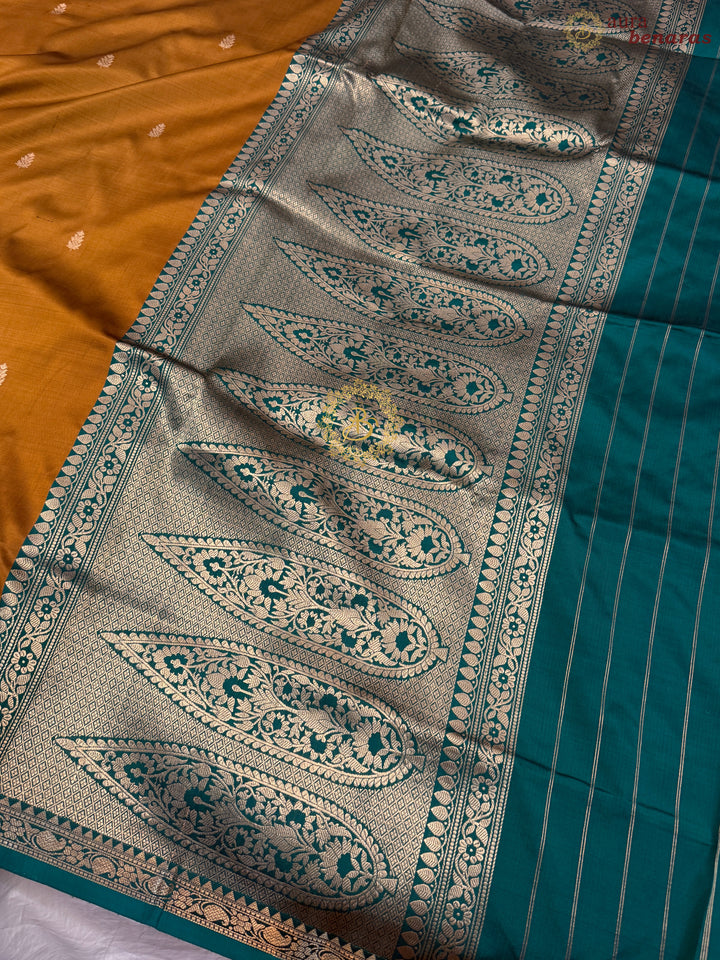 Mustard Yellow Pure Katan Silk Handloom Banarasi Saree
