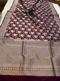 Wine Pure Banarasi Handloom Katan Silk Saree - Aura Benaras