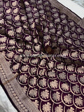 Wine Pure Banarasi Handloom Katan Silk Saree - Aura Benaras