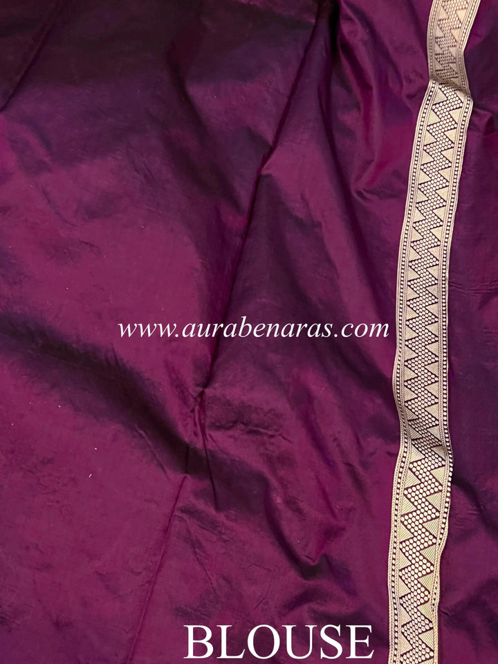 Wine Pure Banarasi Handloom Katan Silk Saree - Aura Benaras