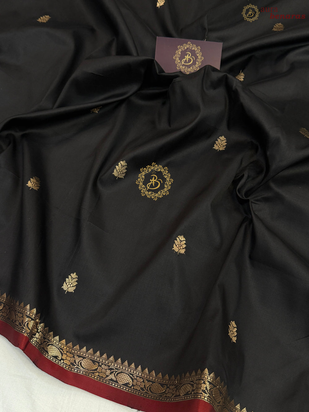 Black Pure Katan Silk Handloom Banarasi Saree