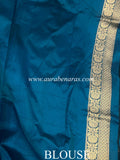 Teal Blue Pure Banarasi Handloom Katan Silk Saree - Aura Benaras