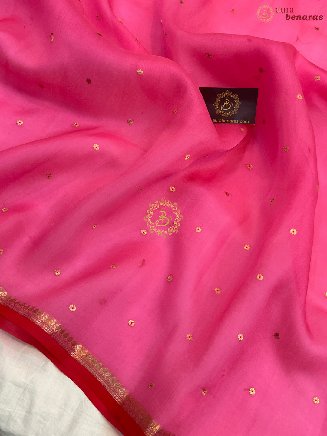 Pink Pure Kora Silk Handloom Banarasi Saree