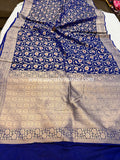 Deep Royal Blue Pure Banarasi Handloom Katan Silk Saree