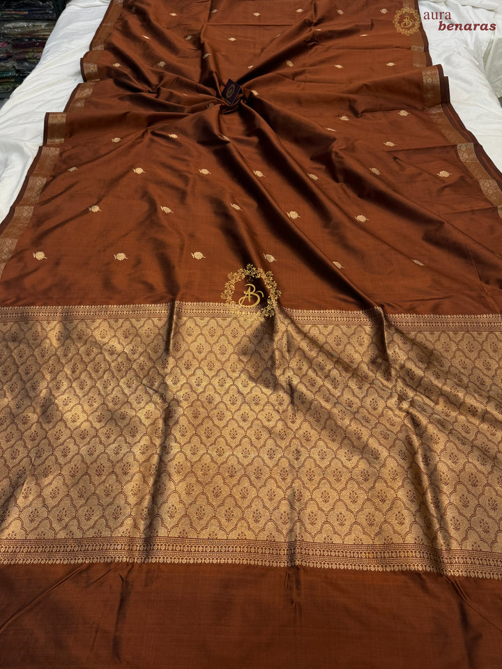 Light Brown Pure Katan Silk Handloom Banarasi Saree