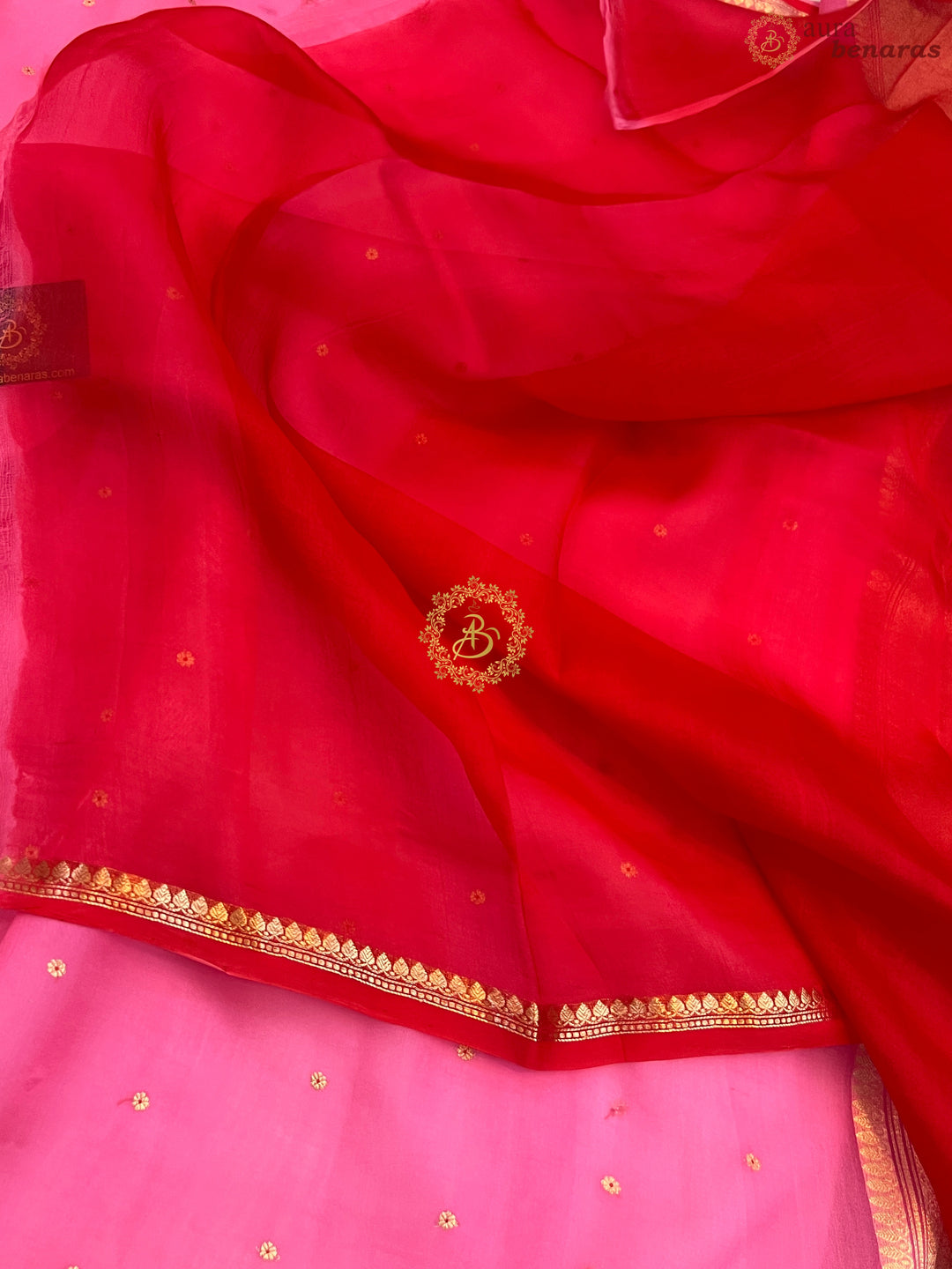 Pink Pure Kora Silk Handloom Banarasi Saree