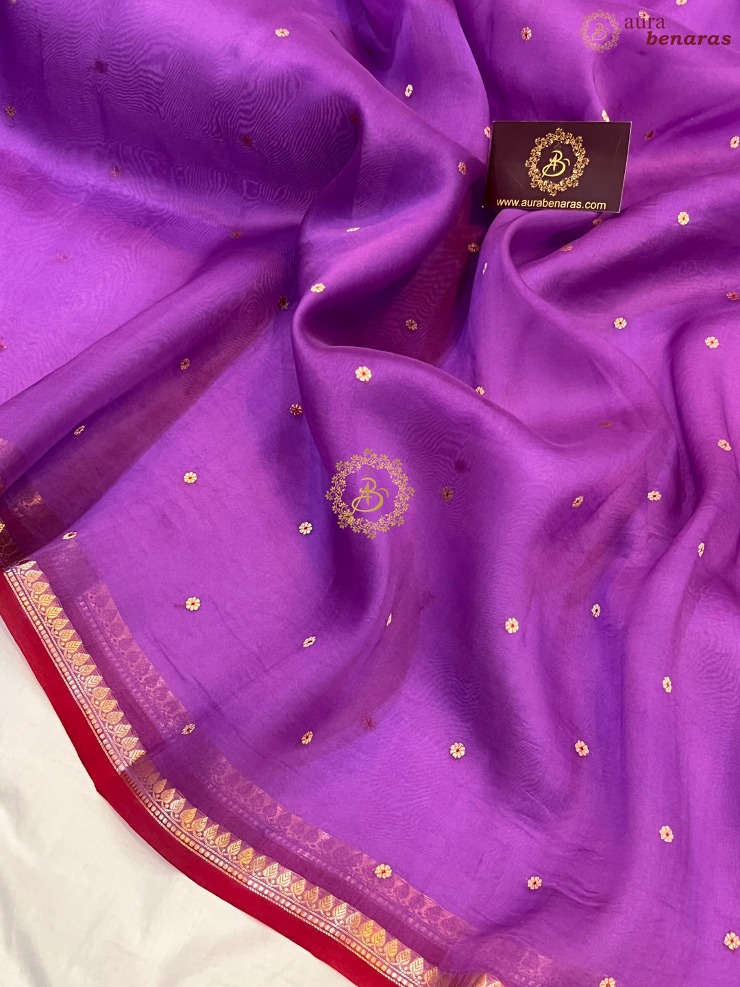 Purple Pure Kora Silk Handloom Banarasi Saree