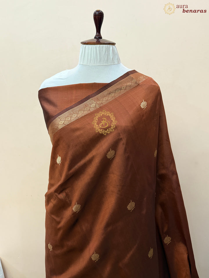 Light Brown Pure Katan Silk Handloom Banarasi Saree