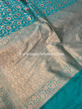 Turquoise Blue Pure Banarasi Handloom Katan Silk Saree