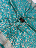 Turquoise Blue Pure Banarasi Handloom Katan Silk Saree