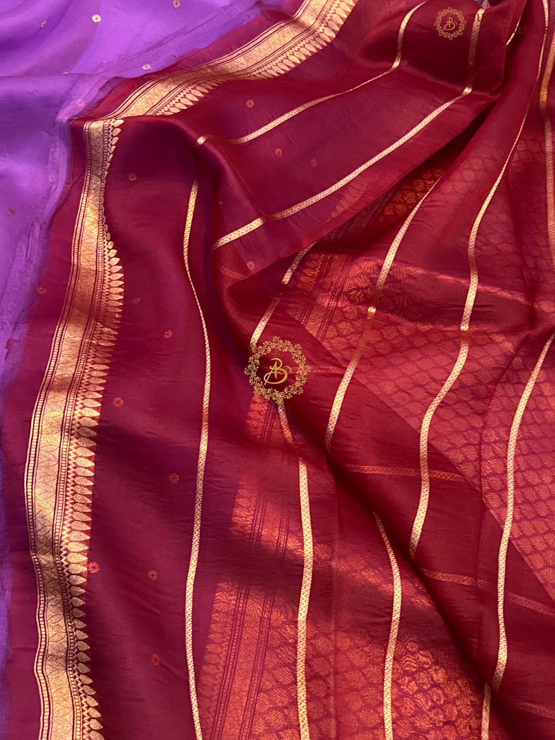 Purple Pure Kora Silk Handloom Banarasi Saree