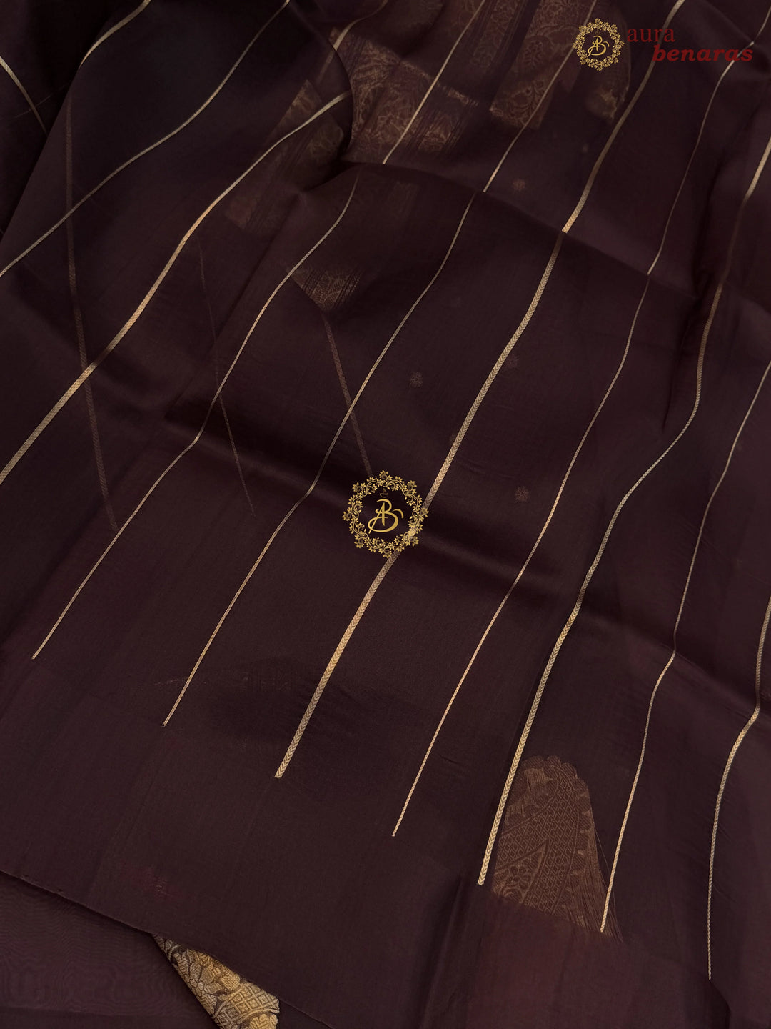Coffee Brown Pure Banarasi Handloom Kora Silk Saree with Kadhwa Butis