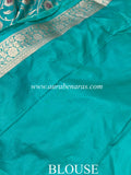 Turquoise Blue Pure Banarasi Handloom Katan Silk Saree