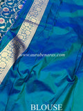 Peacock Blue Pure Banarasi Handloom Katan Silk Saree - Aura Benaras