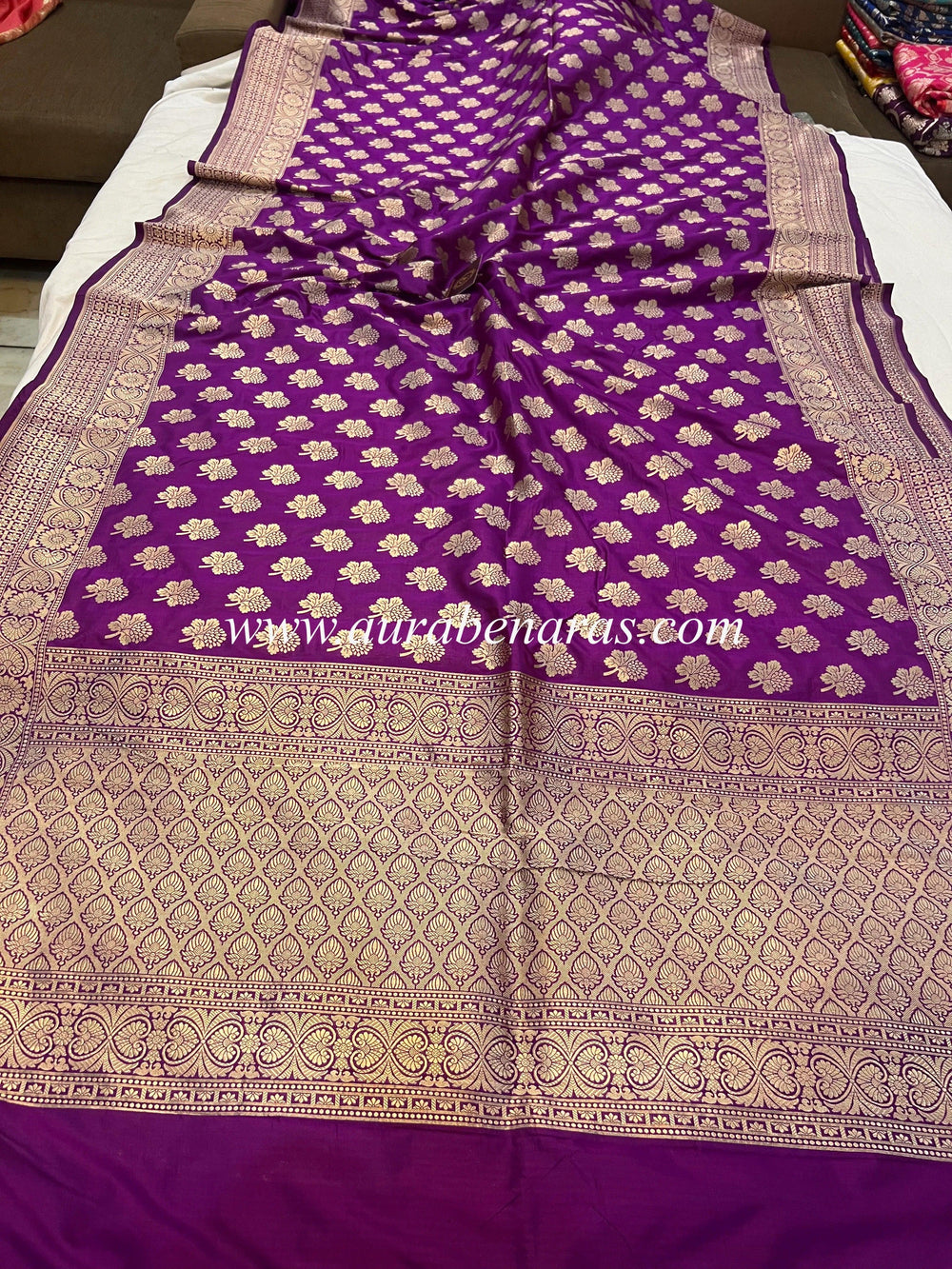 Purple Pure Banarasi Handloom Katan Silk Saree - Aura Benaras