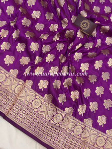 Purple Pure Banarasi Handloom Katan Silk Saree - Aura Benaras