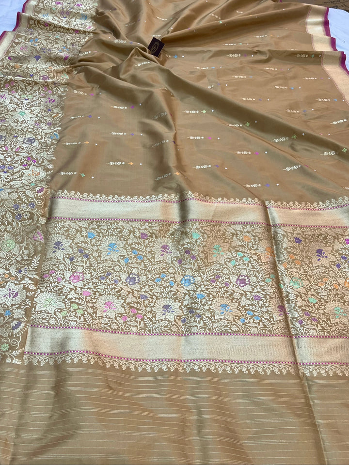 Pantone Gold Shade Katan Silk Saree with Kadhwa Buti & Tilfi Border