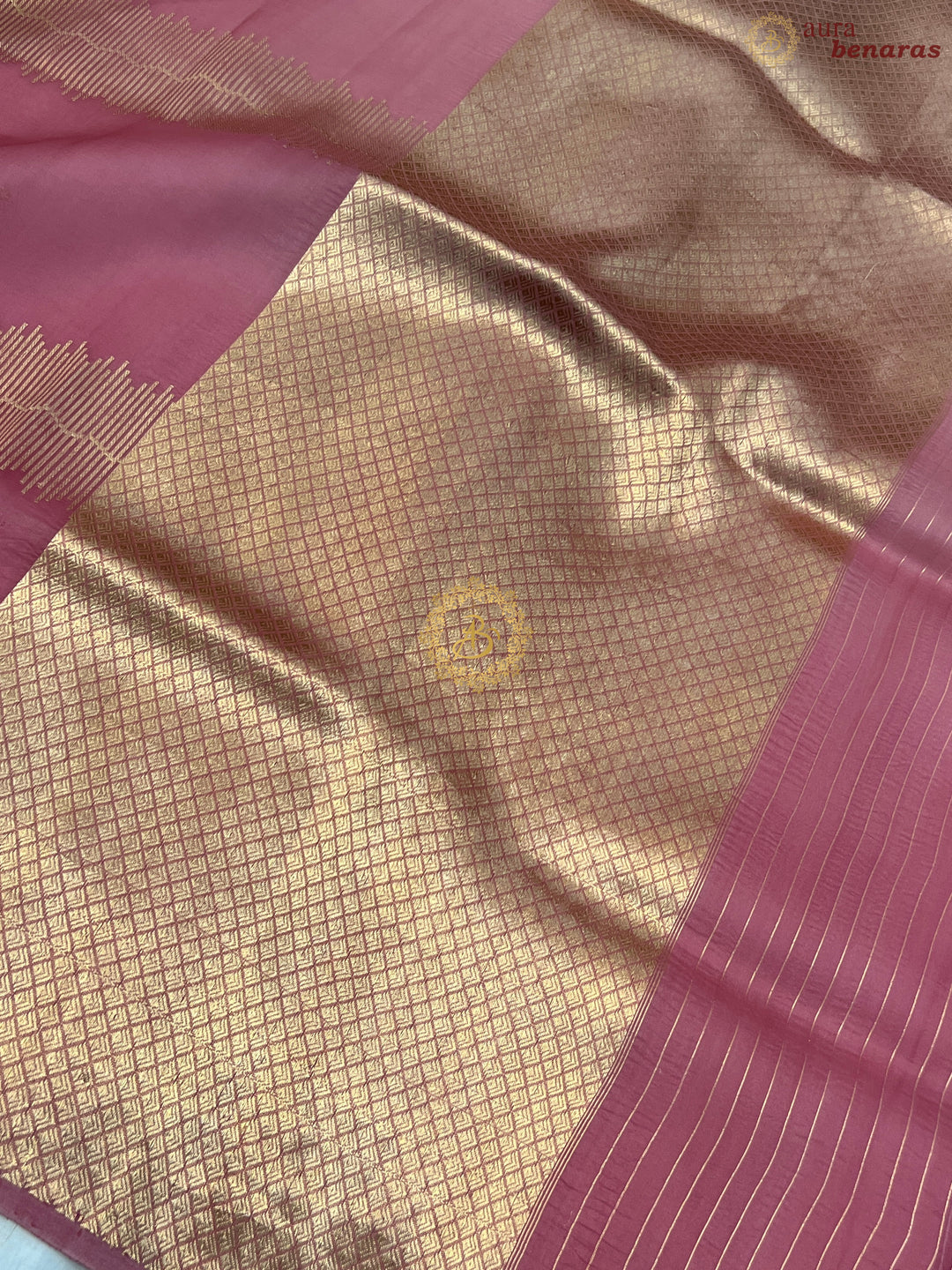 Onion Pink- Pink Shaded Pure Kora Silk Handloom Banarasi Saree