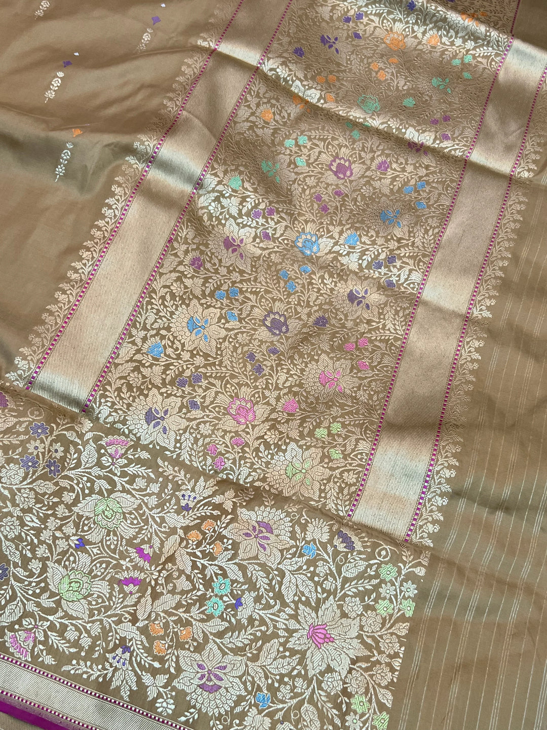 Pantone Gold Shade Katan Silk Saree with Kadhwa Buti & Tilfi Border