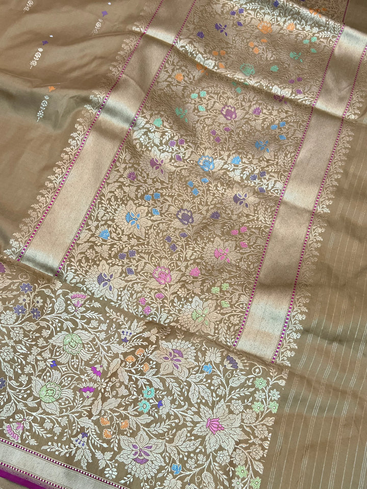 Pantone Gold Shade Katan Silk Saree with Kadhwa Buti & Tilfi Border