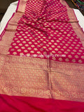 Hot Pink Pure Banarasi Handloom Katan Silk Saree - Aura Benaras