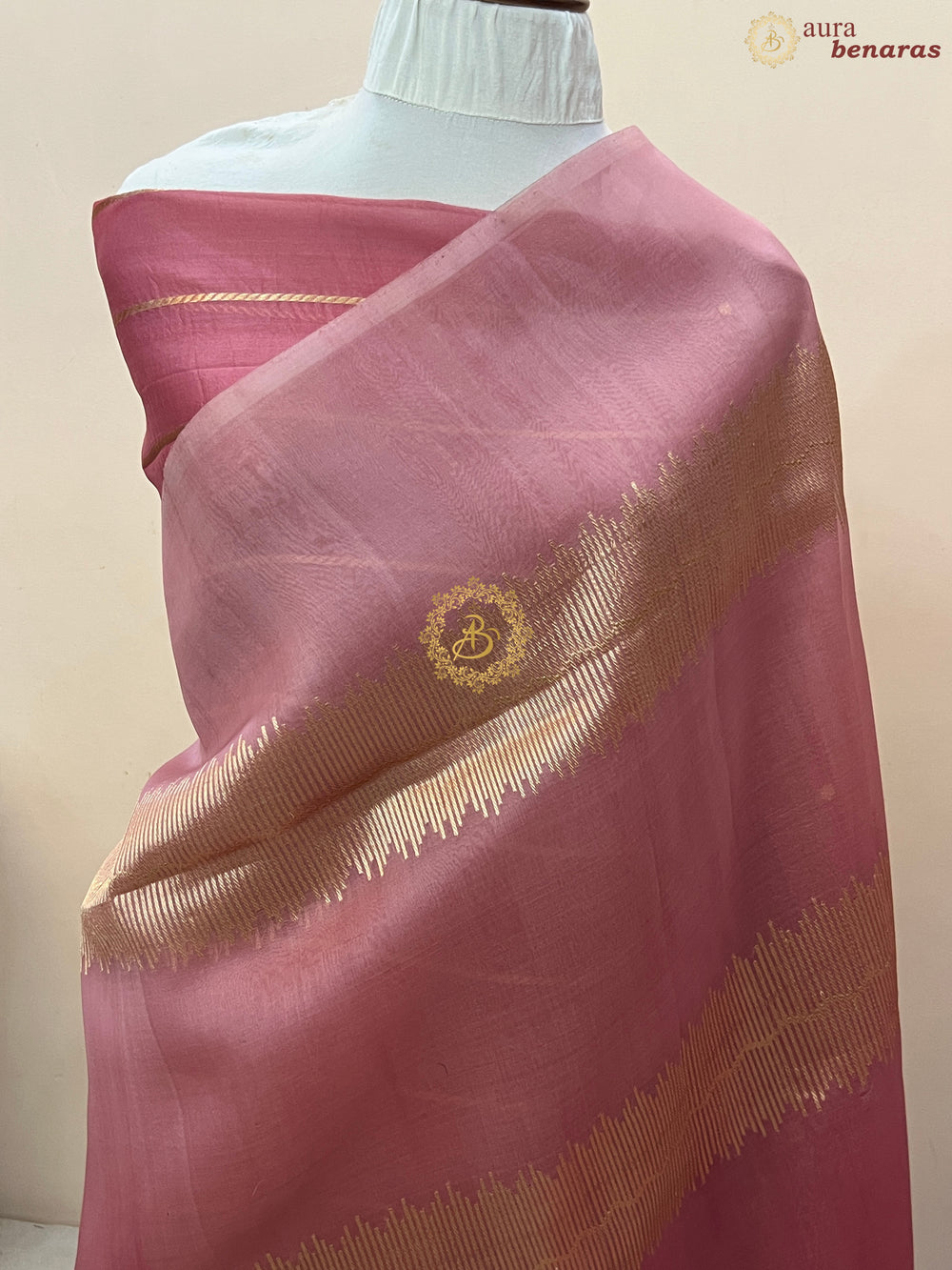 Onion Pink- Pink Shaded Pure Kora Silk Handloom Banarasi Saree