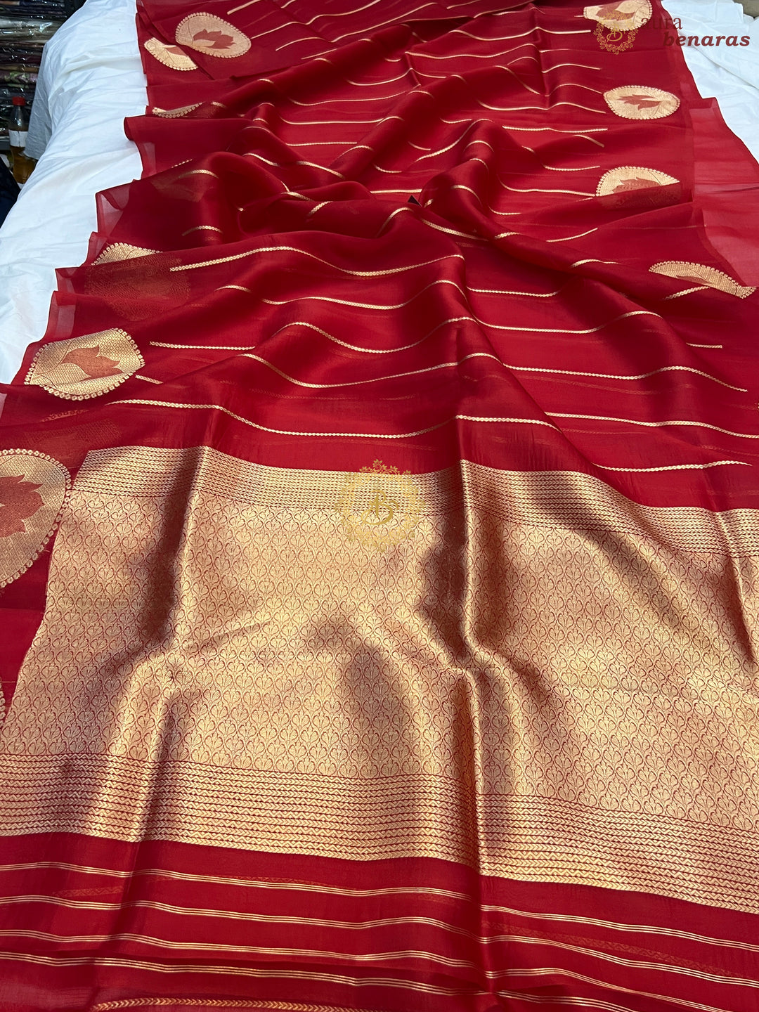 Maroon Banarasi Handloom Kora Silk Saree