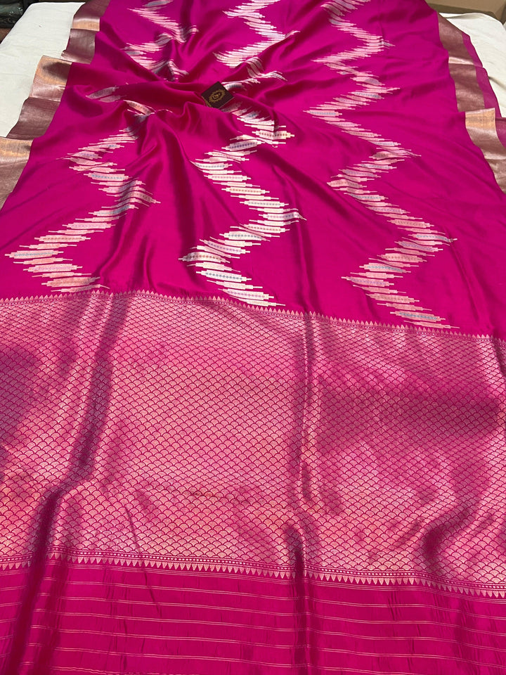 Rani Pink Pure Banarasi Handloom Silk Saree - Aura Benaras