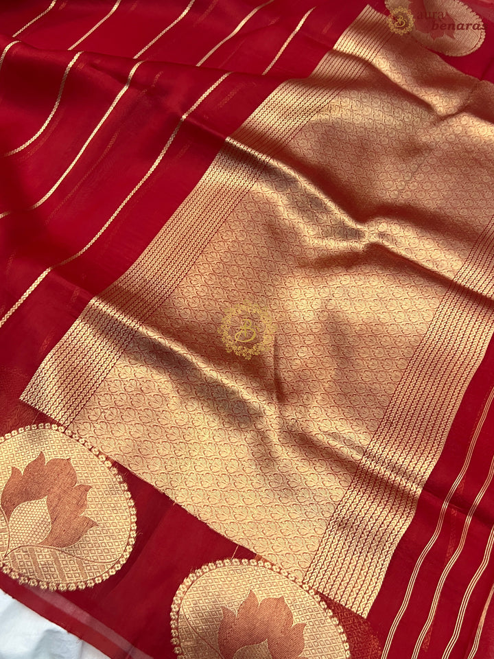 Maroon Banarasi Handloom Kora Silk Saree