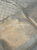 Pastel Grey Pure Banarasi Handloom Katan Silk Saree - Aura Benaras