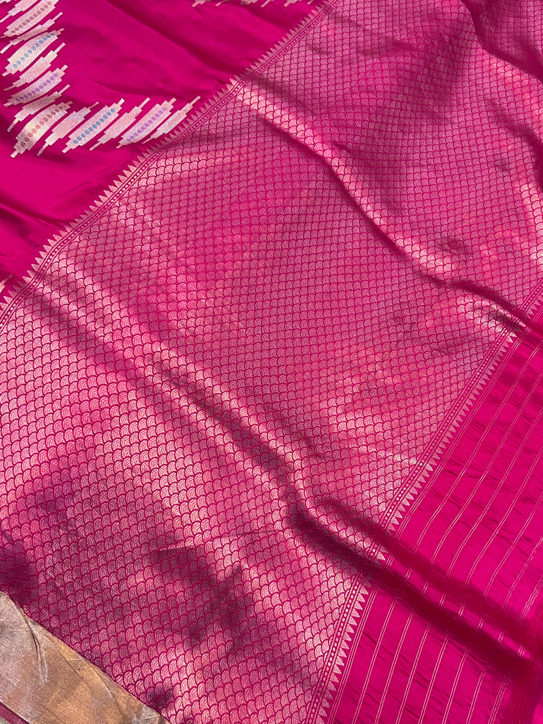 Rani Pink Pure Banarasi Handloom Silk Saree - Aura Benaras