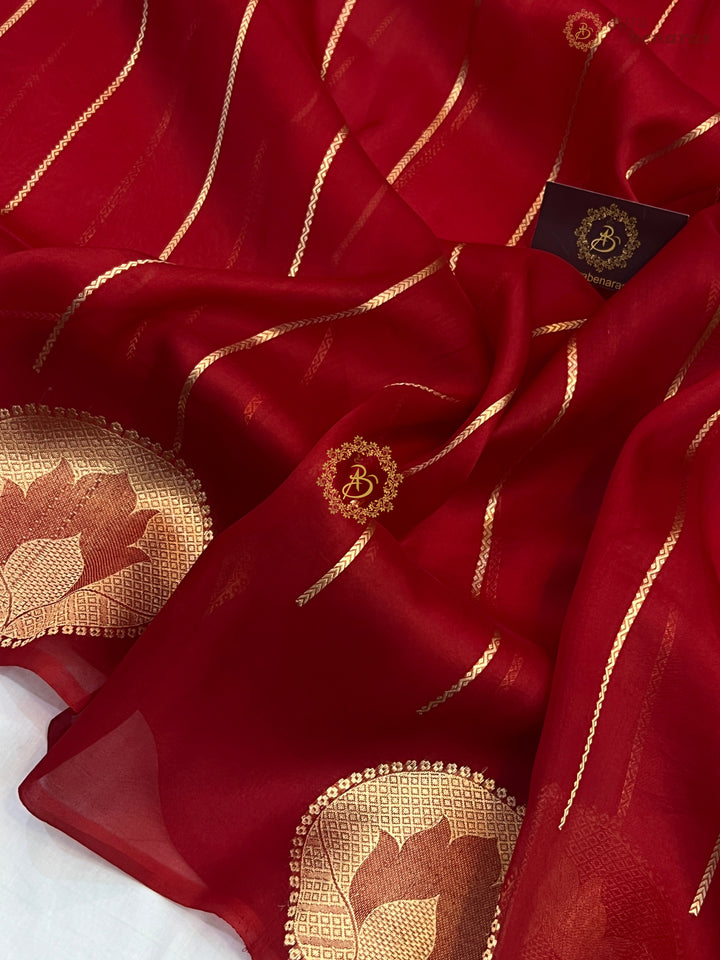 Maroon Banarasi Handloom Kora Silk Saree