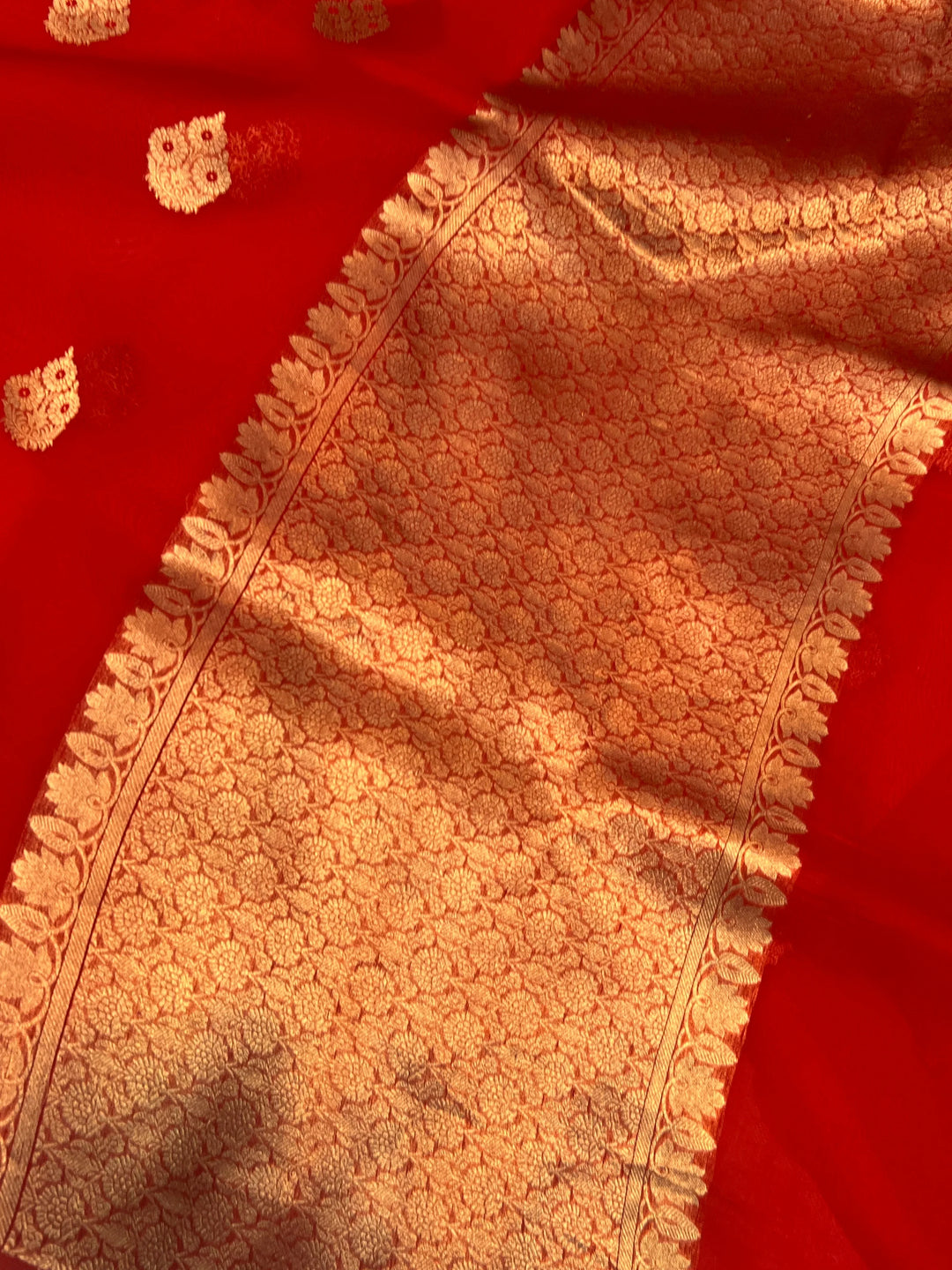 Red Pure Kora Silk Handloom Banarasi Saree