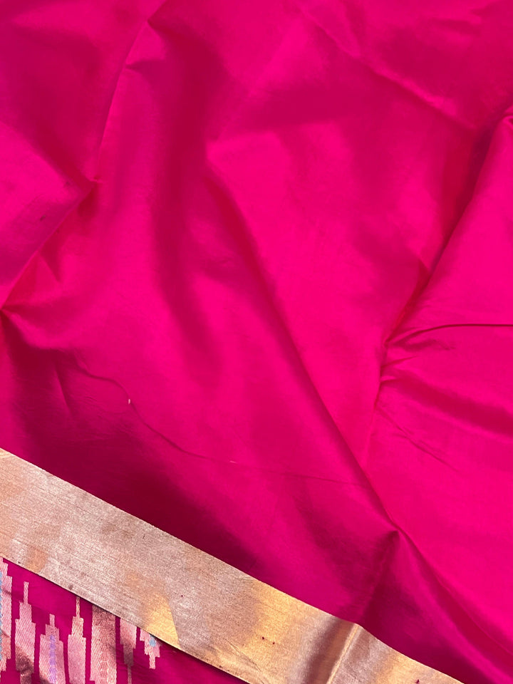 Rani Pink Pure Banarasi Handloom Silk Saree - Aura Benaras