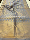 Greyish Lavender Pure Banarasi Handloom Katan Silk Saree - Aura Benaras