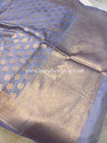 Greyish Lavender Pure Banarasi Handloom Katan Silk Saree - Aura Benaras