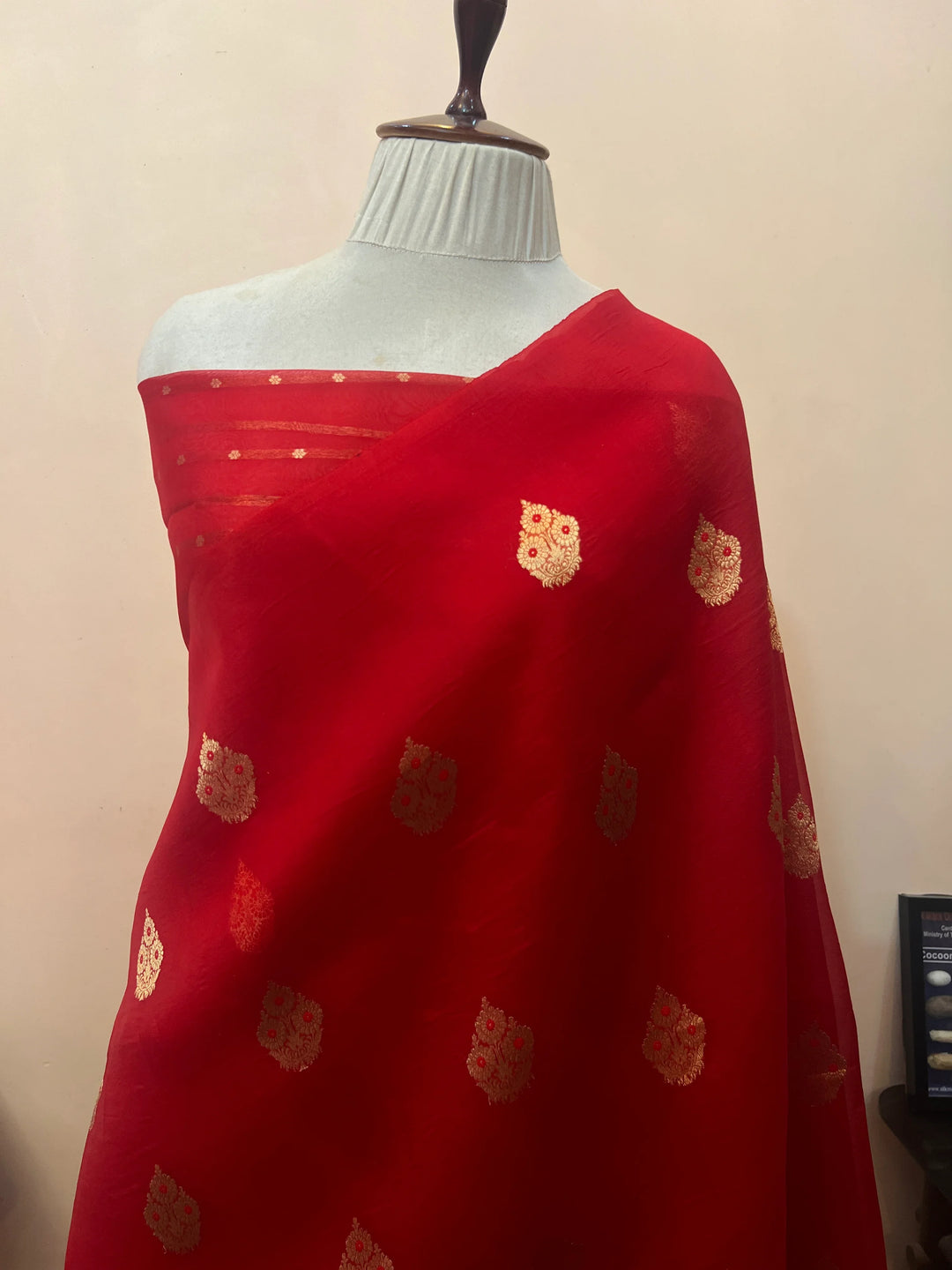 Red Pure Kora Silk Handloom Banarasi Saree