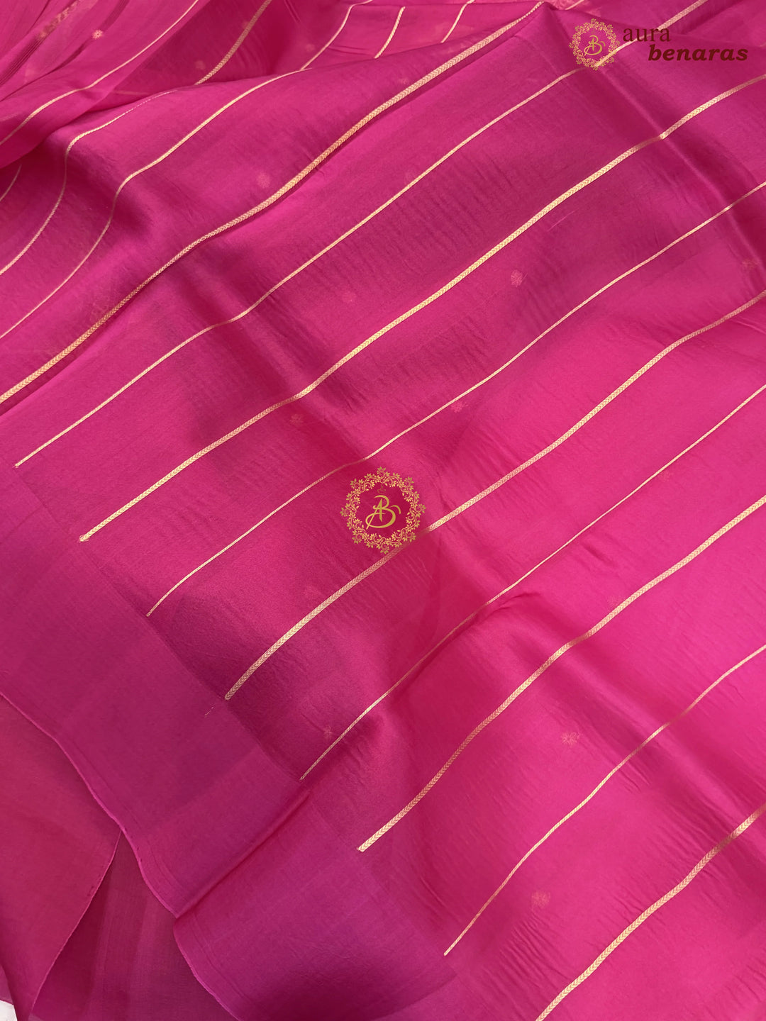Rani Pink Pure Banarasi Handloom Kora Silk Saree with Kadhwa Butis