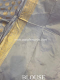 Greyish Lavender Pure Banarasi Handloom Katan Silk Saree - Aura Benaras