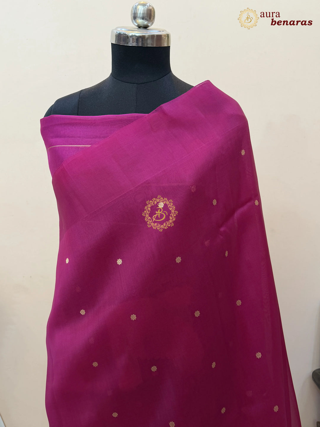 Rani Pink Pure Banarasi Handloom Kora Silk Saree with Kadhwa Butis