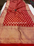 Red Pure Banarasi Handloom Katan Silk Saree - Aura Benaras