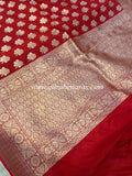 Red Pure Banarasi Handloom Katan Silk Saree - Aura Benaras