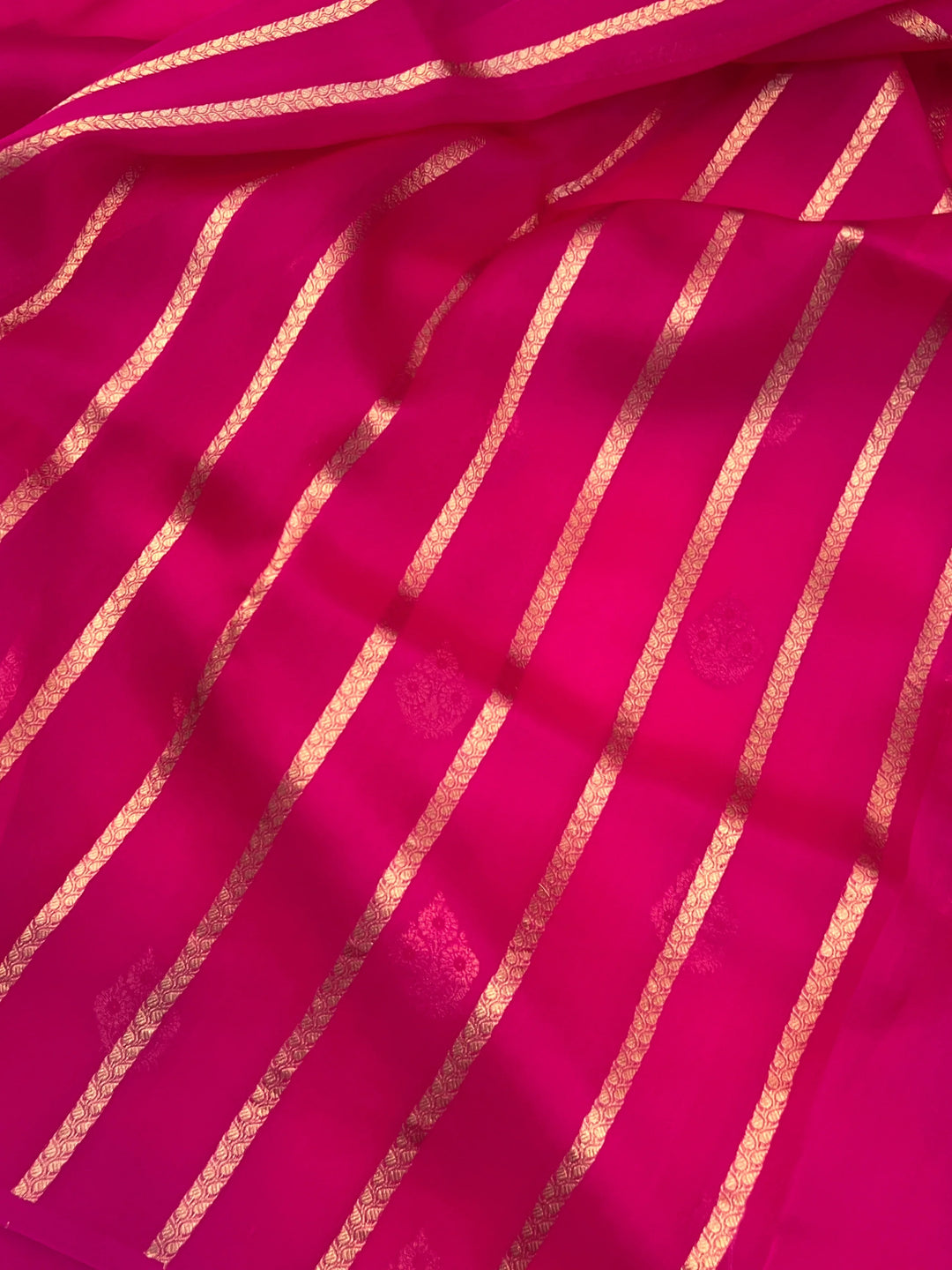 Rani Pink Pure Kora Silk Handloom Banarasi Saree