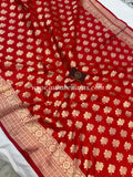 Red Pure Banarasi Handloom Katan Silk Saree - Aura Benaras