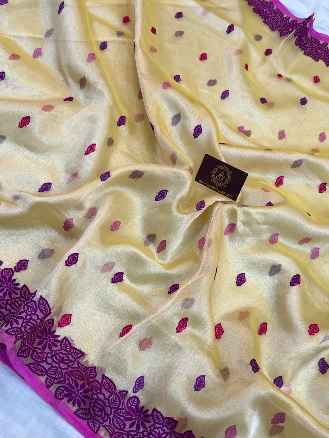 Gold Katan Tissue Silk Saree with Multicolor Kadhwa Butis