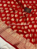 Red Pure Banarasi Handloom Katan Silk Saree - Aura Benaras