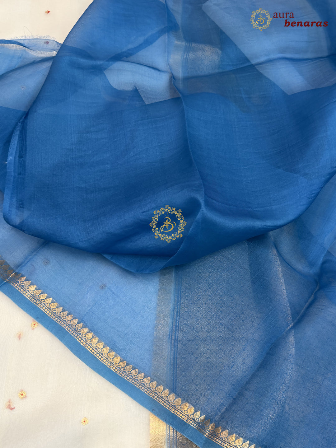 White Kora Silk Banarasi Saree with Zari Butis 