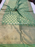 Green Pure Banarasi Handloom Katan Silk Saree - Aura Benaras