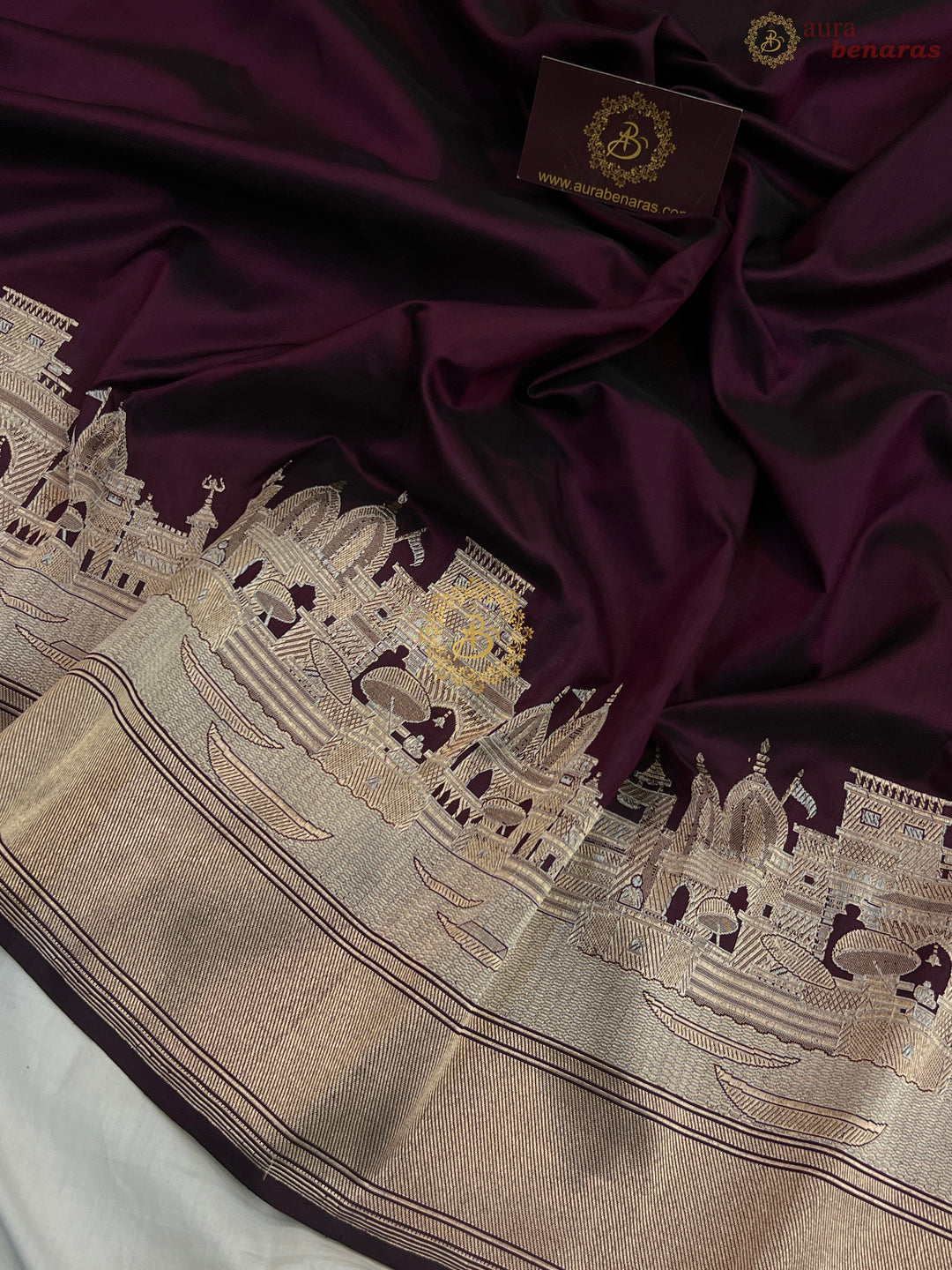 Wine Banarasi Handloom Katan Silk Saree